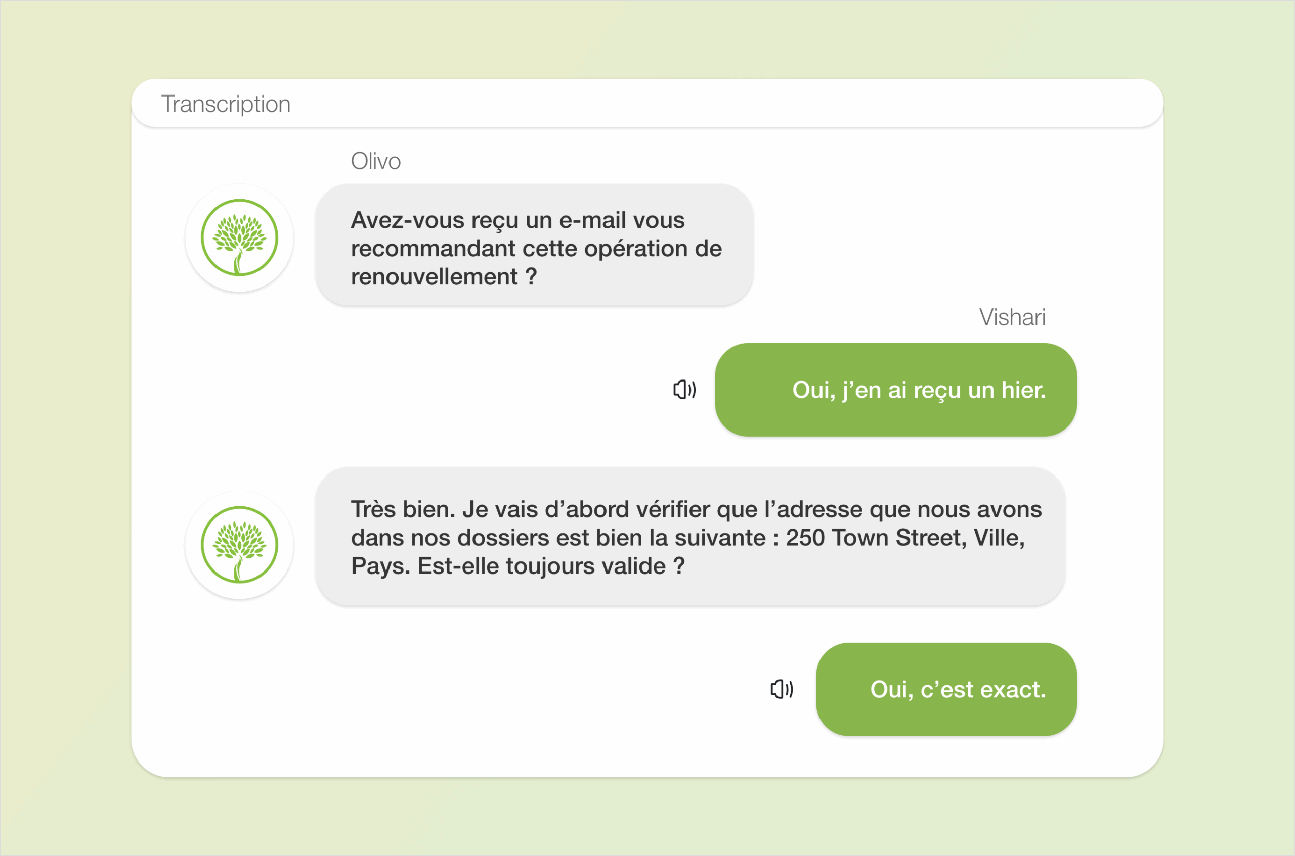 Olivo asks the client if they have received a notice for their commercial renewal. The client says yes.