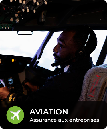 P&C Commercial_LineCarousel_Aviation Man in airplane cockpit. Bottom menu says Aviation, a P&C Commercial insurance line offered by Olivo.